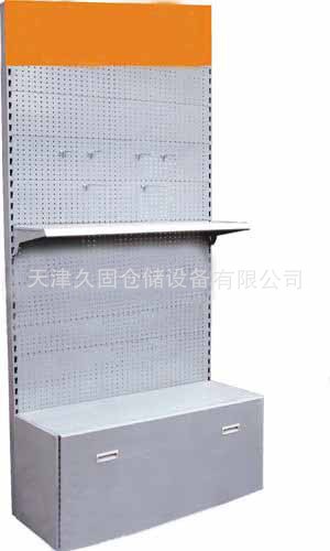PVC发泡板落地展示架安迪板洞洞板挂钩展示架电子产品食品落地架(图1)
